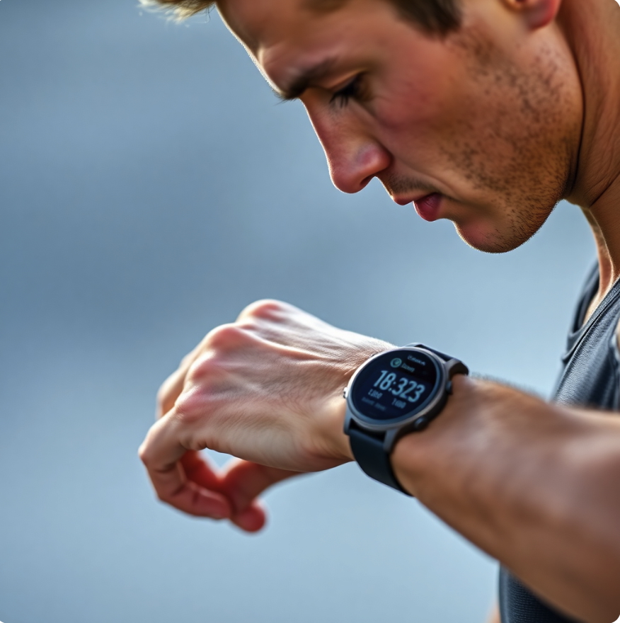 Athlete checking smartwatch